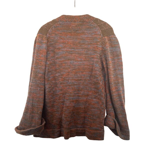 Vintage Partners Mervyns Womens Cardigan Sz M Brown Space-Dyed Argyle 70s Open - Picture 3 of 9